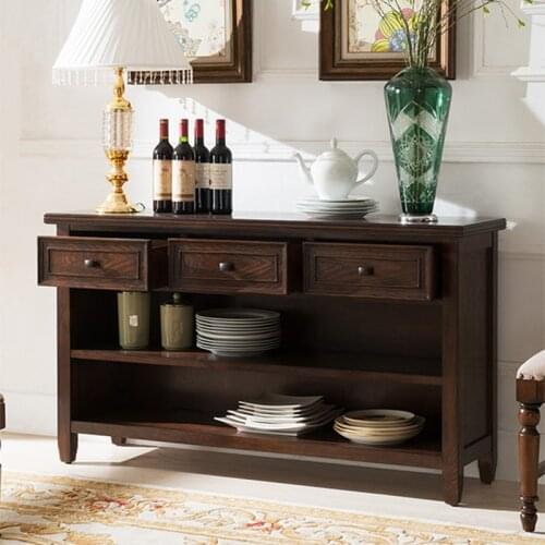 American Country Solid Wood Entrance Porch Cabinet Entrance Hall Storage Cabinet European-style Simple Restaurant Cupboard