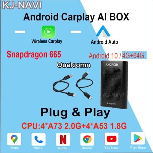 For Apple Carplay AI Box Car Multimedia Player 4+64G CP600 Mirror Link Wireless Carplay Android 9.0 System Plug and Play