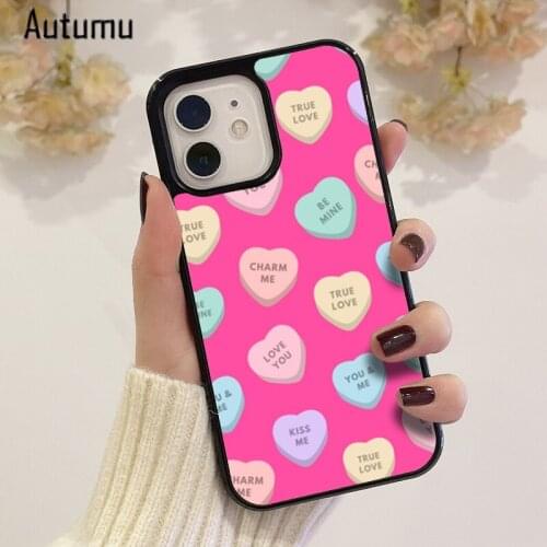Phone Case for iPhone 12 mini X XS XR 11 Pro Max SE 2020 5 6S 7 8 Plus Samsung Galaxy S8 S9 S10 S20 S21 Pink Candy Heart Cover