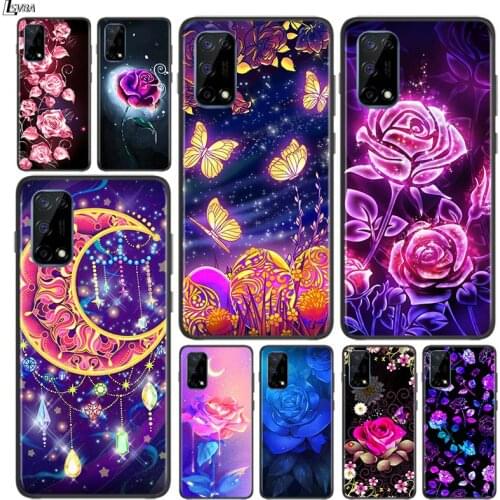 Moon Flower Butterfly for OPPO Realme V15 X5 X3 X50 X7 X2 C17 C11 C3 C2 7 7i 6 6S 6i 5 Narzo 20 Pro Black Phone Case