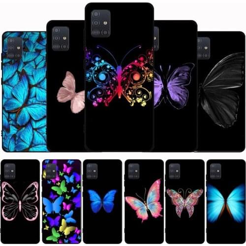 Animal butterfly Black Soft Phone Case For Samsung M21 M31S M41 M51 M10 M20 M30S M40 A7 A8 A9 2018 A12 A80 A90 A81 A91