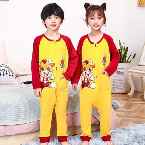 Blanket Sleepers Spring Autumn New Children Pajamas Cute Cartoon Sleeping Bag For Boys Home Wear Kids Clothing Pure Cotton