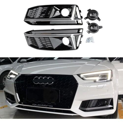 For Audi A4L Sports Version 2017 2018 Front Fog Lamp Cover ACC with Rtificial Eye Refitting RS4 B9 S4 Fog Lamp Frame
