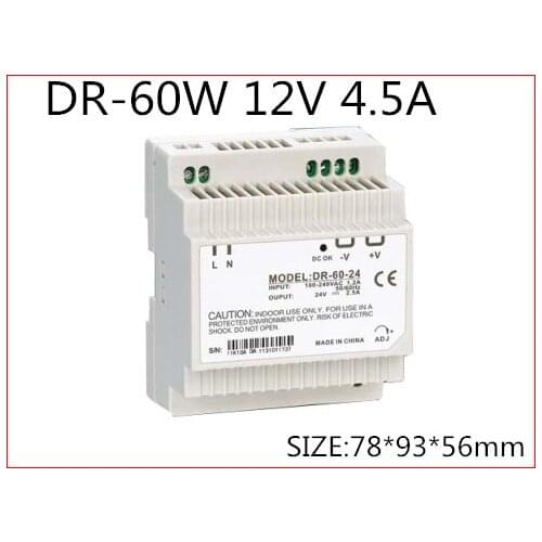 DR-60-12 Din Rail Switching power supply 60W 12VDC 4.5A Output DC to AC