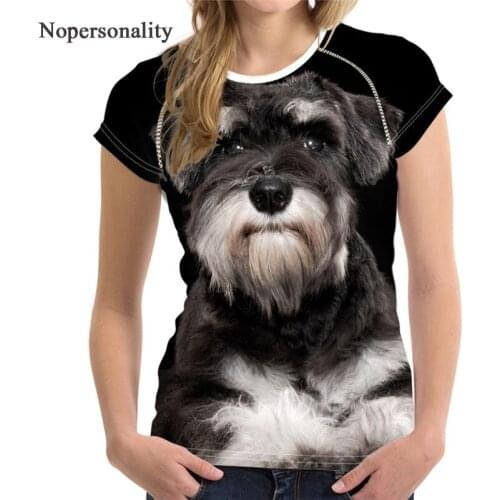 Nopersonality Funny 3D SchnauzerPrint Women Summer T Shirt Cute Dog Ladies Short Sleeve Top Tees Fashion Female T-shirts