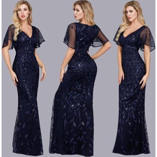 Kayars 2021 New Arrival Mermaid Bridesmaid Dress Ruffle Sleeve V Neck Vestidos Appliques Floor To Length Dresses for Women Party