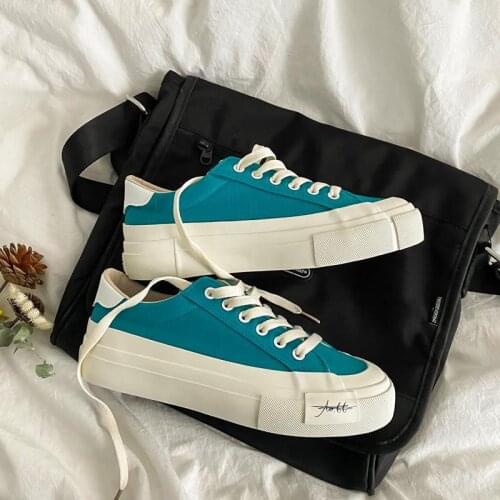 New Style Female Trend Casual Tennis Sports Shoes Women Low Top Canvas Lace Up Vulcanized Platform Sneakers