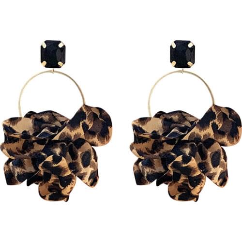 Leopard Flower Print Cloth Earrings Women Resin Drop Earrings Lady Party Dangle Earrings Jewelry Wholesale For Women Bohemia