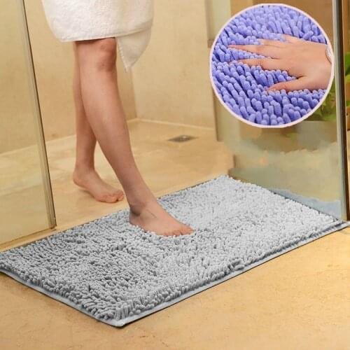 Microfiber Chenille Bath Mat Water Absorb Anti Slip Bathroom Rug Carpet for Living Room Floor Mat for Kids WF