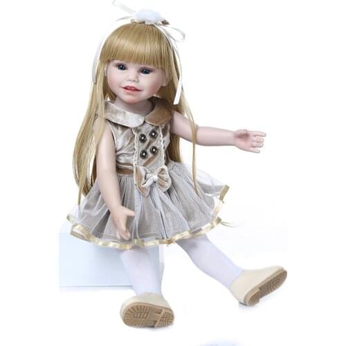 Clearance Sale NPK 45CM American Bebes Reborn Girl Dolls de Silicone full vinyl body waterproof adorable Doll Toys For Girls