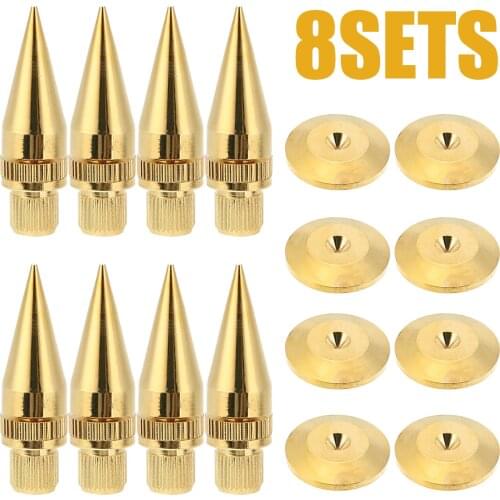 Mayitr 8sets Speaker Spike Golden Copper Isolation Cone Stand Feet+Base Pads Floor Discs For M6*36 HiFi speakers speaker frame