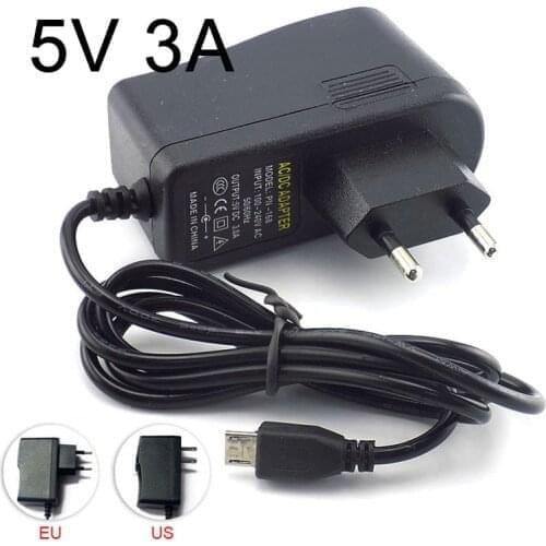 Micro USB 5V 3A AC DC Power Adapter EU US Plug 100V~240V 3000mA Charger Supply For Raspberry Pi Zero Tablet PC