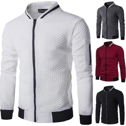 Mens Tracksuit Zipper Hoodie Casual New Sportswear Jogger Running Fitness Sweatshirt Cardigian small diamond plaid baseball Top