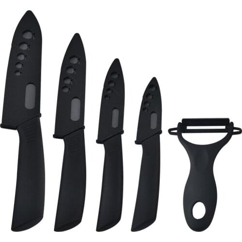 Ceramic Kitchen Knife Set 3 4 5 6 Inch Fruit Vegetable Utility Slicing Zirconium Black Blade Chef Knives