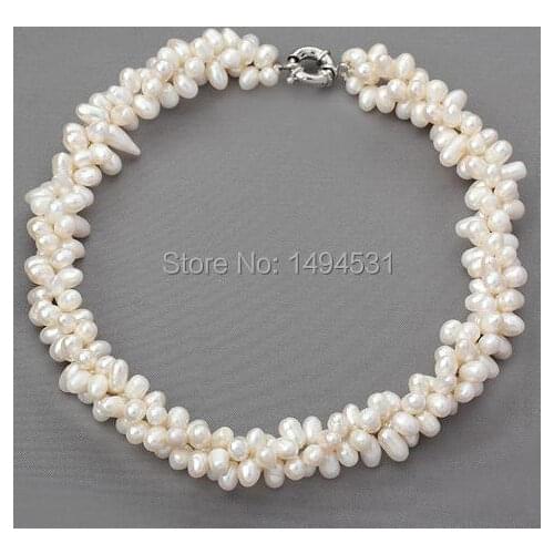 Choker Necklace Real Pearl Twisted Necklace Rice Choker Pearl Bridal Necklace Multi Strand Pearl White Freshwater Pearl Necklace