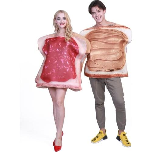 Couple Dress Sandwich Couples Adult Costume Toast Funny Food Costumes Jumpsuit Halloween Party Fancy Derss Carnival