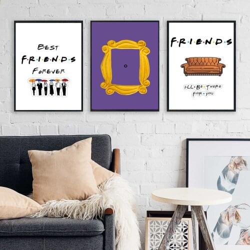 Friends TV Show Sofa Mirror Nordic Posters And Prints Wall Art Canvas Painting Classic Wall Pictures For Living Room Home Decor