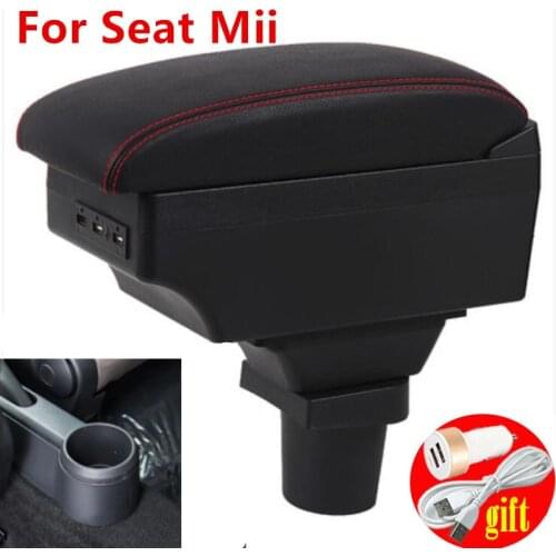 For Seat Mii Armrest box Interior Parts special Retrofit parts Car Armrest Center Storage box with USB LED