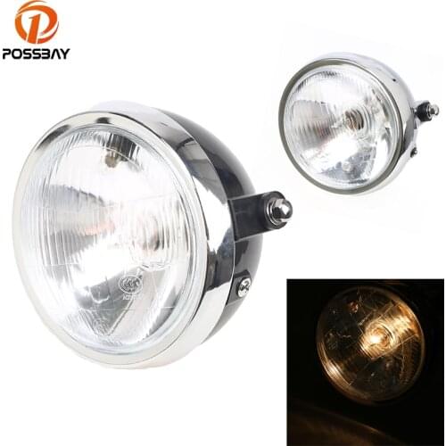 POSSBAY 5.9" Motorcycle Headlight High/Low Beam Universal for Honda CG125 Custom Bobber Cafe Racer Chopper Halogen Front Light