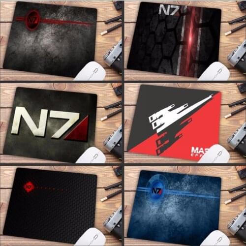 Mairuige Mass Effect N7 Game Logo Rubber Pad to Mouse Game Anime Cartoon Print Small Size Game Mouse Pad Keyboard Mat Desk Mat
