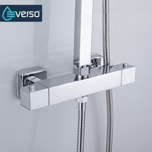 EVERSO Thermostatic Mixing Valve Bathroom Shower Set Thermostatic Control Shower Faucet Shower Mixer