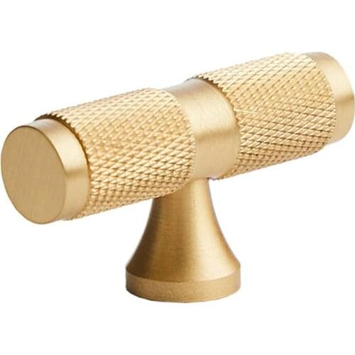 Modern Brushed Brass Cabinet Kitchen Knobs Pulls Gold Tbar Drawer Dresser Knobs Furniture Cupboard Door Handles-4Pack