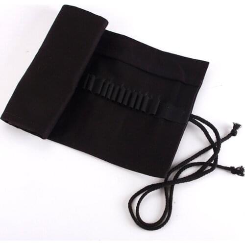 36 Holes Painting Bag Simple Artist Watercolor Draw Pen Pencil Stationery Cases Holder Roll Up Black Canvas Pouch Pencil Bags