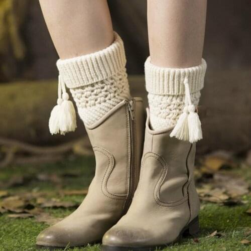 European And American Leg Cover Girl Warm Wool Boot Cover Knitted Christmas Turn Over Hole Twill Socks Leg Warmers