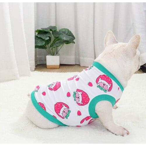 Law fighting clothes spring and autumn thin section strawberry hit color cute dog vest pug bulldog fat dog
