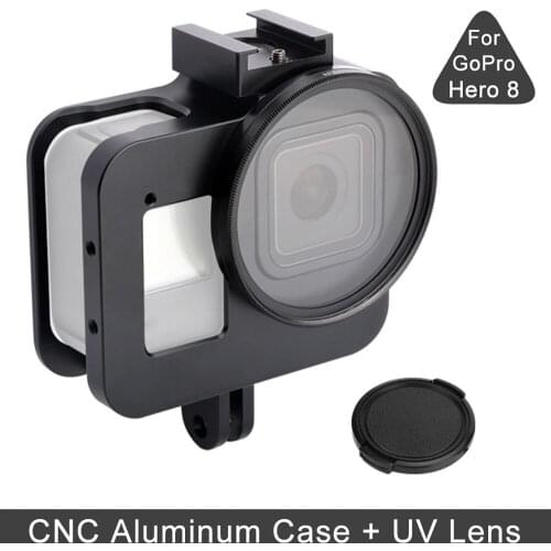 JINSERTA Aluminum Alloy Case for Gopro 8 Anti-fall Protective Housing Case Cover Metal Frame UV Filter for GoPro 8 Hero Black
