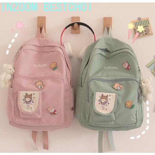 Backpacks Women Cartoon Printed Sweet Kawaii Large Capacity Students Bag Preppy Fashion Womens Korean Style Backpack Travel Bags