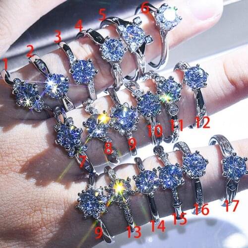 Women Sparkly Diamond Open Ring Multistyle Wedding Engagement Ring Gift for Love Girlfriend Fashion Jewelry