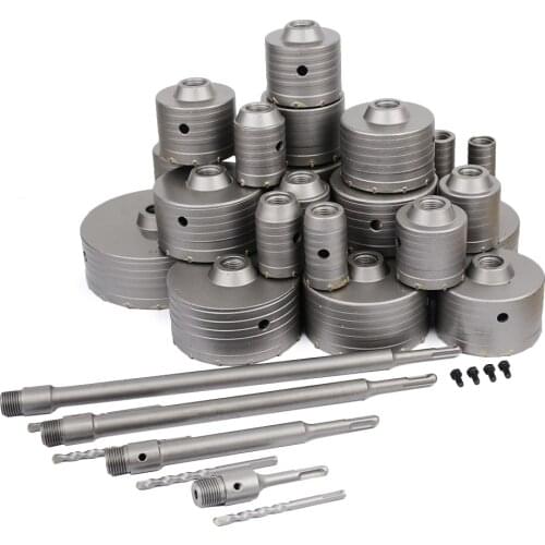 30-160mm SDS Plus Hammer Drills Wall Hole Saw Drill Bit set Cutter Tools with Round Shaft rick Concrete Cement Stone Hole Opener