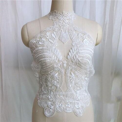 1 piece / pack of white millet beads neckline applique haute couture wedding dress neck collar luxury lace