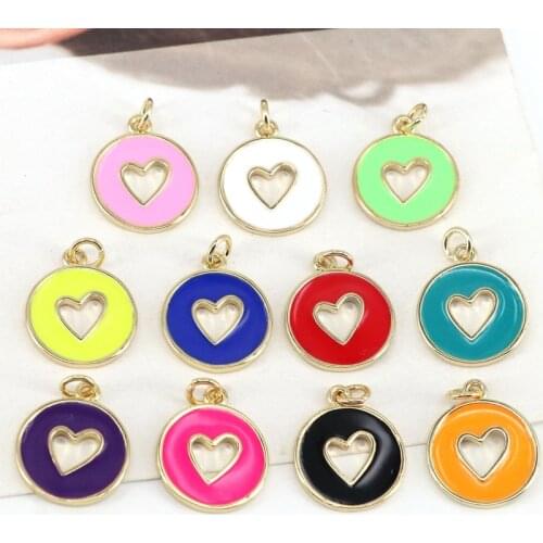 10Pcs Wholesale new design colorful enamel heart love charms for bracelet jewelry diy enamel accessories