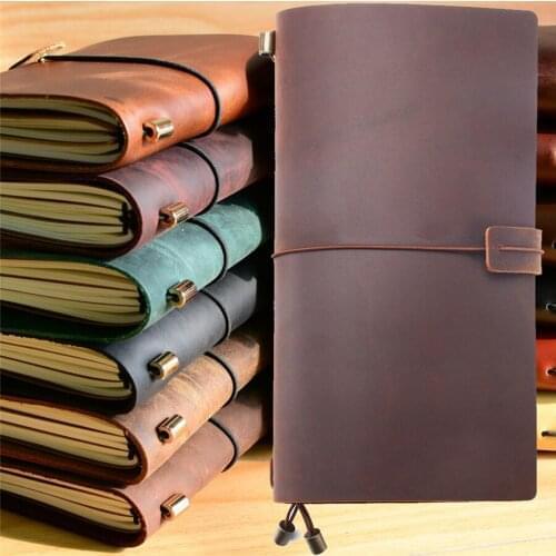 2 PCS Vintage Leather Notebook Handmade Cowhide Refillable Travel Diary Journal Sketchbook Traveler Notepad Wholesale X2