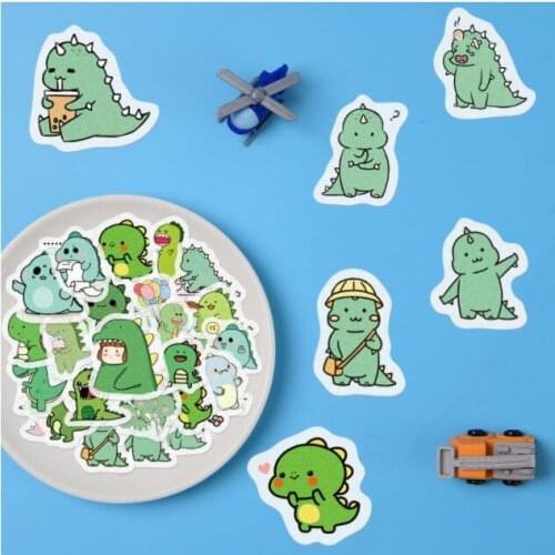40pcs/bag Cartoon dinosaur waterproof sticker Diary DIY decoration tape Notebook color paper