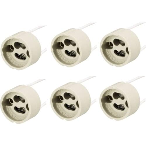6pcs/lot GU10 Lamp Holder Ceramic Connector Socket GU10 Lamp Base with Cable for LED Halogen Lamp Light