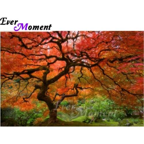 Ever Moment Diamond Painting Red Tree Landscape Artwork 5D DIY Full Square Picture Of Rhinestone Diamond Embroidery ASF1692