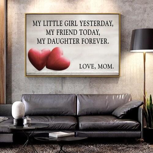 Artcozy Love Mom Oil Canvas Painting for Home Decoration Wall Art Canvas Printings Spray Painting Horizontal Rectangle Single