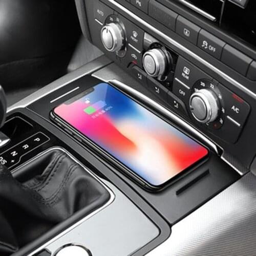 For Audi A6 C7 RS6 A7 2012-2018 car QI wireless charging phone charger phone holder charging panel plate accessories for iPhone