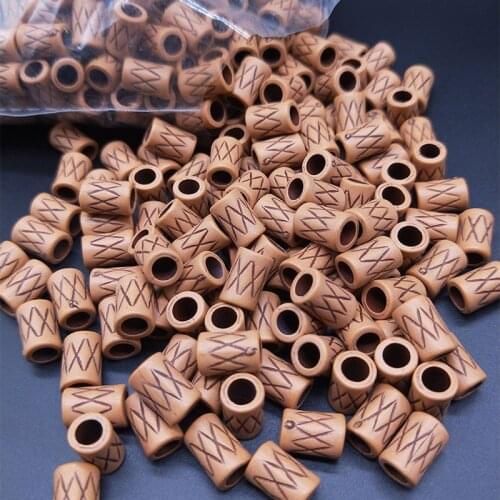 100pcs Plastic Imitation Wood Retro Craft Beads Large Hole Round Barrel Bead Jewelry Making Accessories DIY Beading