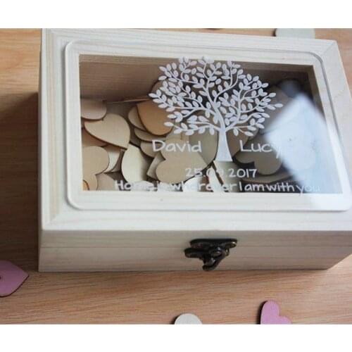 Custom Name Date Wooden Keepsake Box Rustic Engrave Guest Book Box for Wedding Decor