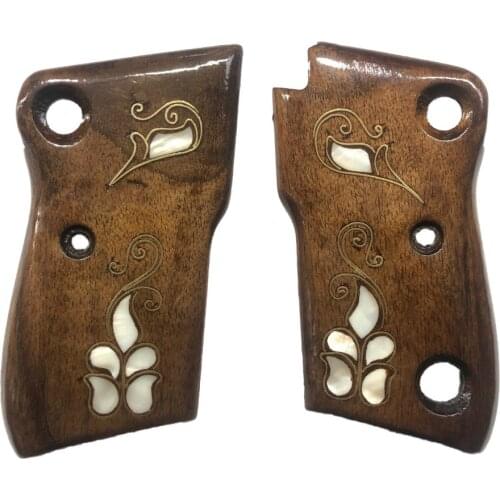Saddam Beretta Special Series Pearl Inlaid Laser Cut Wooden Grip Mod1 Wood grips gun accessory av gun pistol grips 1