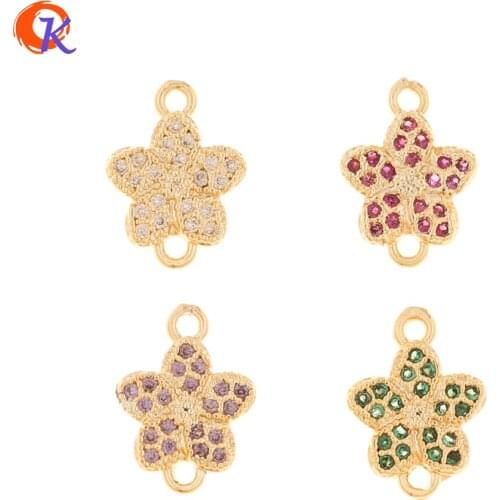 Cordial Design 50Pcs 9*12MM Jewelry Accessories/DIY Parts/Hand Made/Flower Shape/Earrings Connectors/CZ Charms/Earrings Making
