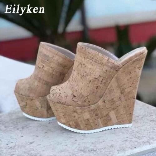 Eilyken Summer Platform Women Slippers Leisure Sandals Rome Wedges Peep Toe Fashion Ladies High Heel Slippers Shoes