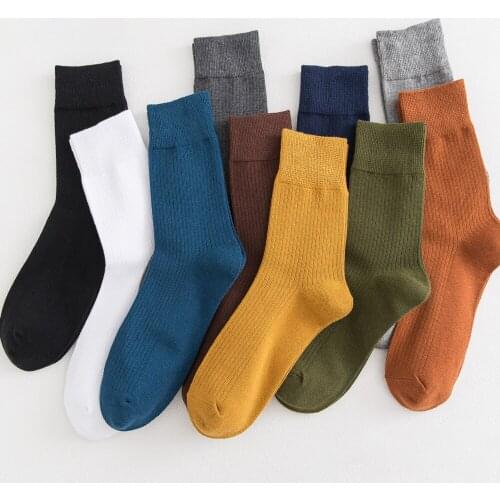 Hot Sale New Autumn Winter Mens Warm Socks For Man Colorful High Quality Double Needle Casual Sports Cotton Socks 5 Pairs