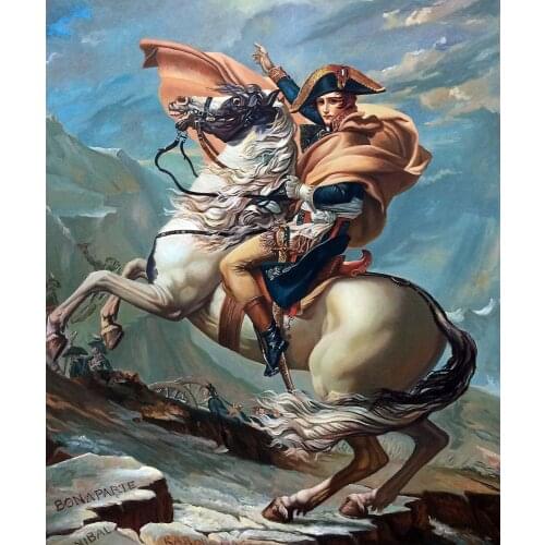 Famous Classic Figure Painting Home Decoration Oil Painting on Canvas Napoleon Crossing the Alps, 1801 by Jacques Louis David
