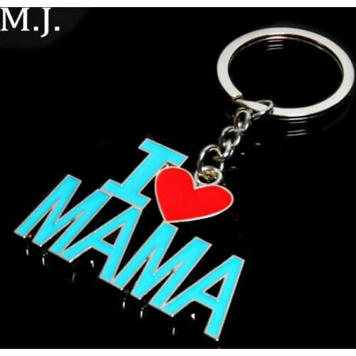 Fashion I Love Mama PAPA Keychain For Women Enamel Heart Letters Key Chain On Pants Trinket Mothers Day Jewelry Gift Souvenirs