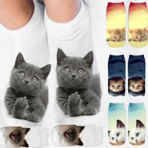 Cartoon Middle Finger Cat Unisex Soft Cotton Socks Ankle Socks Funny sock 3D Print Socks Men Women Fashion Short Socks